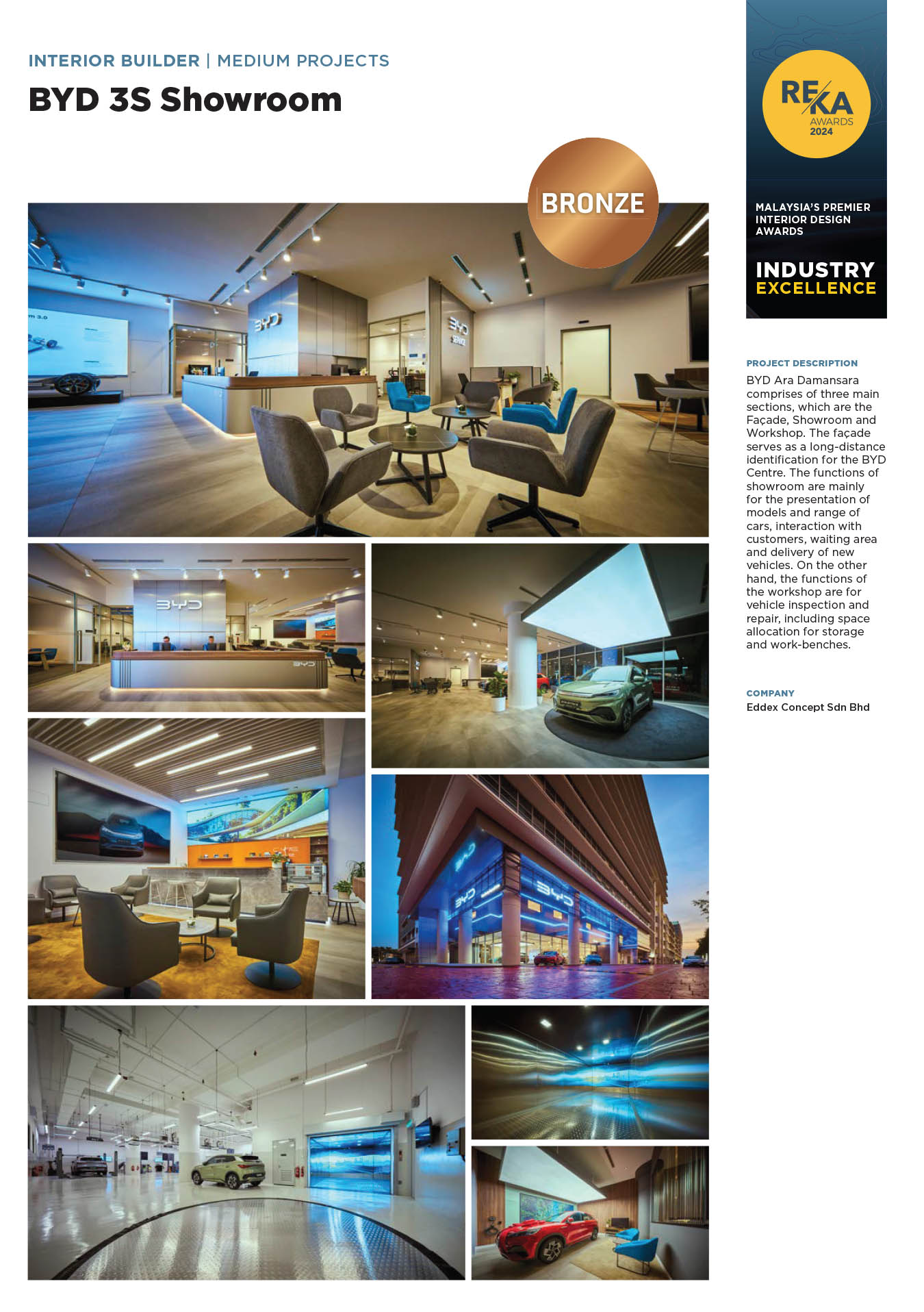 Reka awards 2024 Bronze BYD showroom