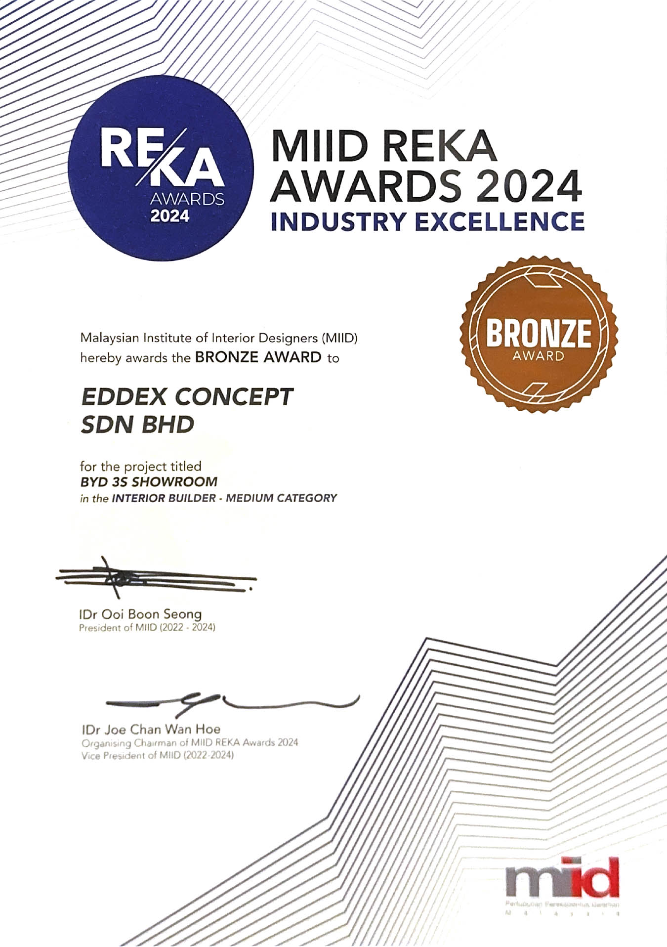 Malaysian Institute of Interior Designers MIID REKA Awards 2024 - Bronze
